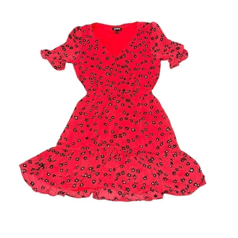 Express Floral V Neck Dress Size XS